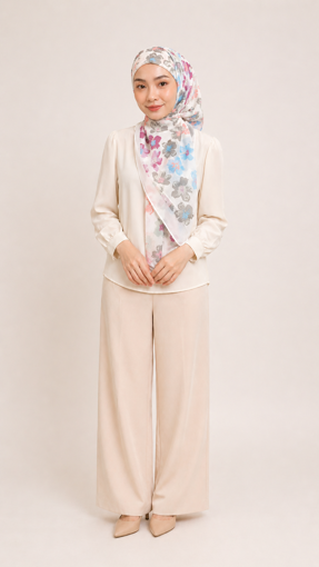 Picture of Noorahi's Aromatic Designer Premium Cotton Voile Hijab Scarf (Baby Seam Stitching) 115cm x 115cm - NRQT-APCV115X27-P001
